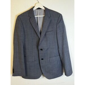 Hugo Boss Men's Blue Patterned Two‎ Button Blazer Sport Coat Jacket